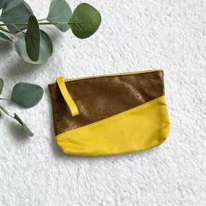 Ipsy | mustard gold shimmer yellow makeup cosmetic pouch